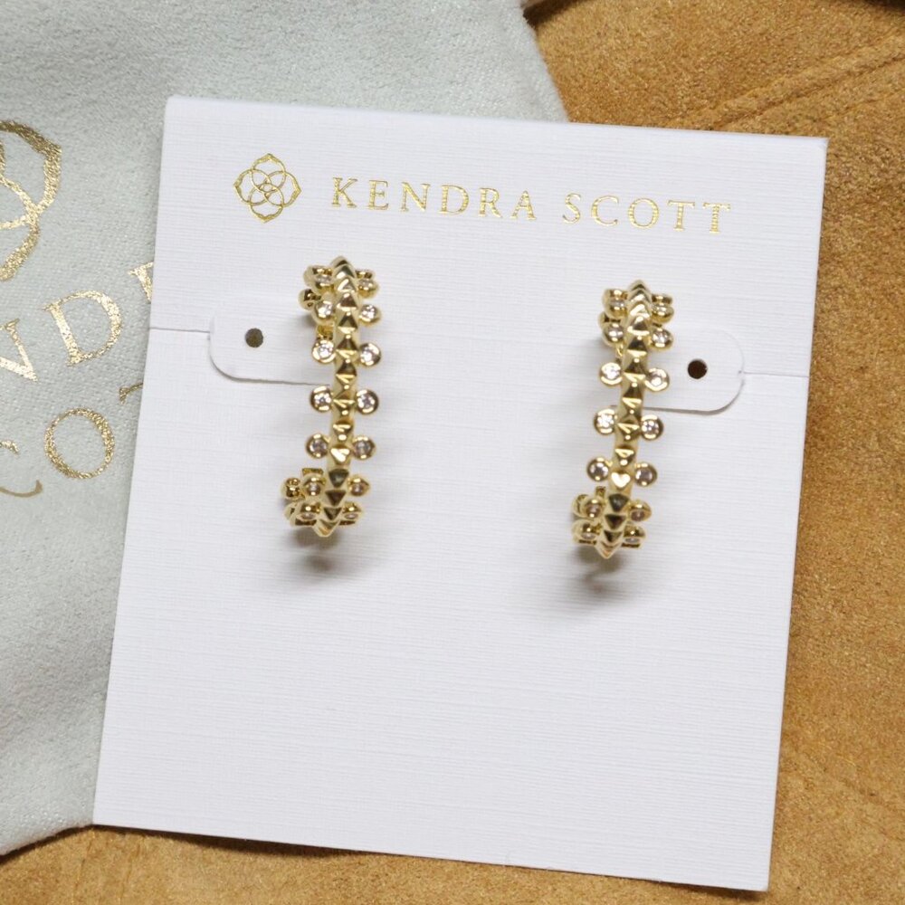 Kendra Scott - Jada White Crystal Gold Small Hoop Earrings